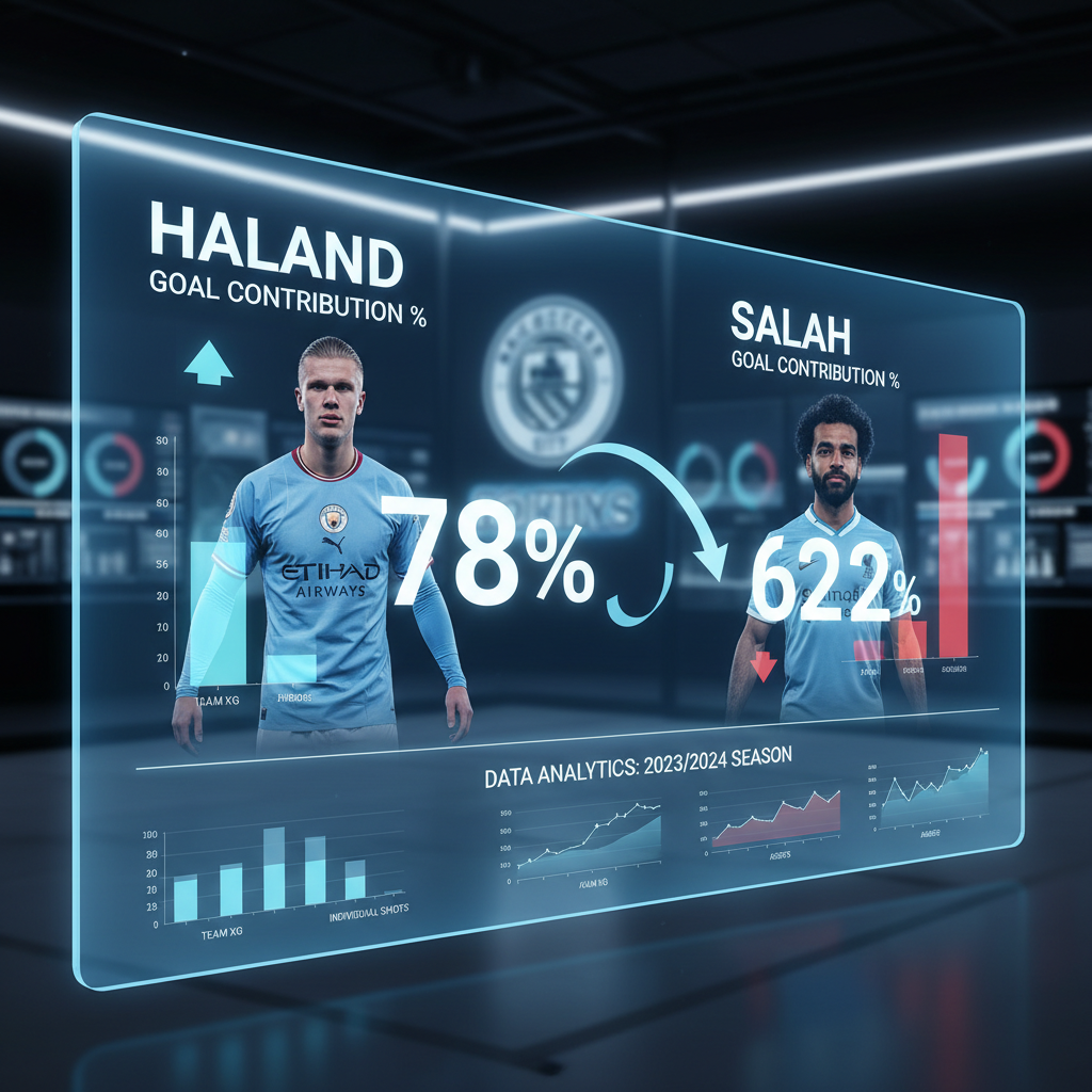Haaland Ungguli Salah dalam Persentase Kontribusi Gol Liverpool